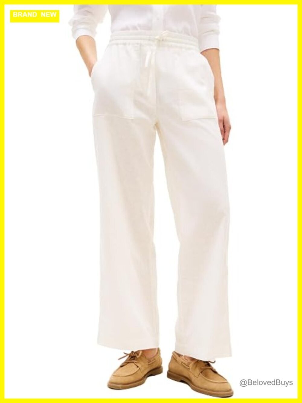 Linen Wide Leg Casual Pants with Pockets